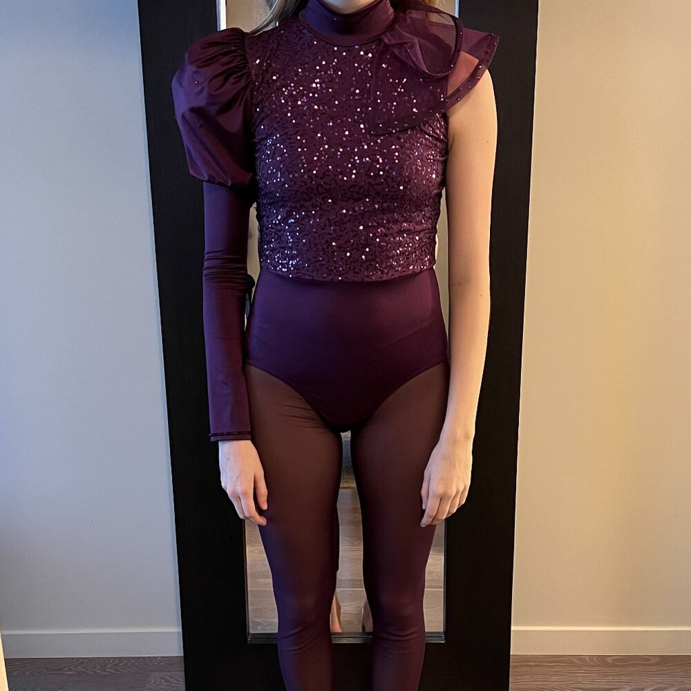 Weissman purple sequin and mesh dance costume